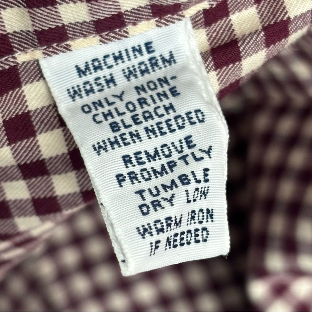 Ralph‎ Lauren Shirt Mens Large Classic Fit Burgundy Gingham Button Down - Picture 10 of 12
